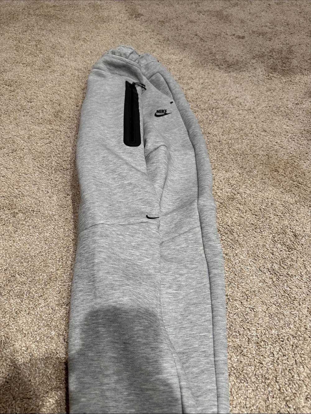 Nike Light Grey Heather Tech Joggers with Black Accents